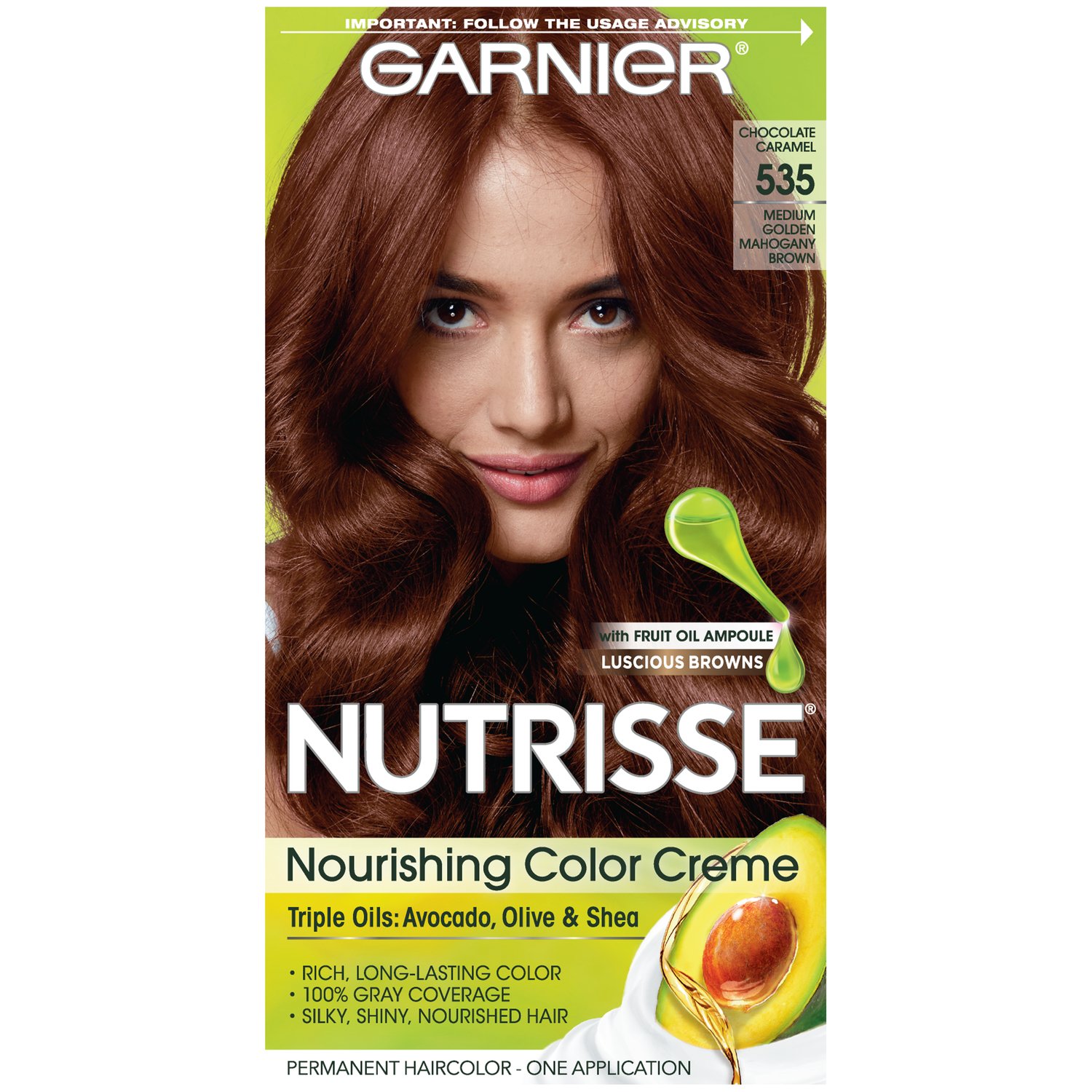 ''Garnier Nutrisse Nourishing Hair Color Creme, 535 Medium GOLD Mahogany Brown (Packaging May Vary)''
