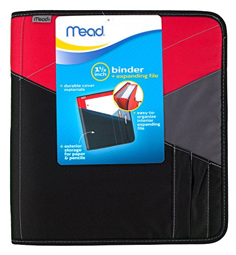 ''Mead Zipper Binder with Expanding File, 3 RING Binder, 1-1/2'''', Color Selected For You, 1 Count (29