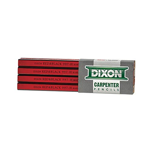 ''DIXON Industrial Carpenter PENCILs, Hard Graphite Core, Red/Black, 7'''', 12-Pack (19973)''