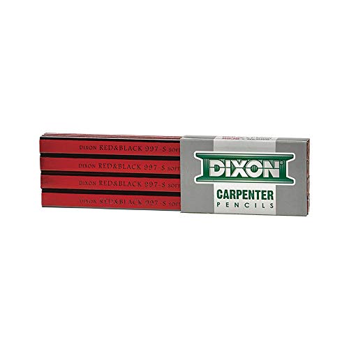 ''DIXON Industrial Carpenter PENCILs, Soft Graphite Core, Red/Black, 7'''', 12-Pack (19971)''