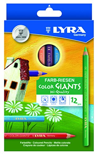 ''LYRA Color-Giants Colored PENCILs, Lacquered, 6.25 Millimeter Cores, Assorted Colors, 12-Pack (3941