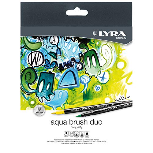 ''LYRA Aqua Brush Duo Brush Painters, Set of 24 PENs, Assorted Colors (6521240)''