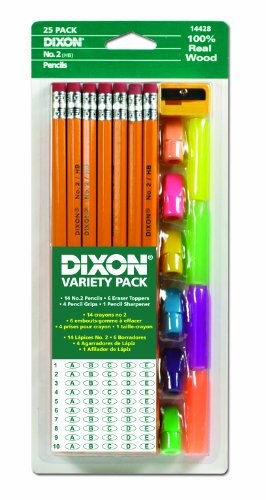''Dixon Economy PENCIL Variety Pack, 14 Number 2 Soft PENCILs, 6 Eraser Toppers, 4 PENCIL Grips, and 
