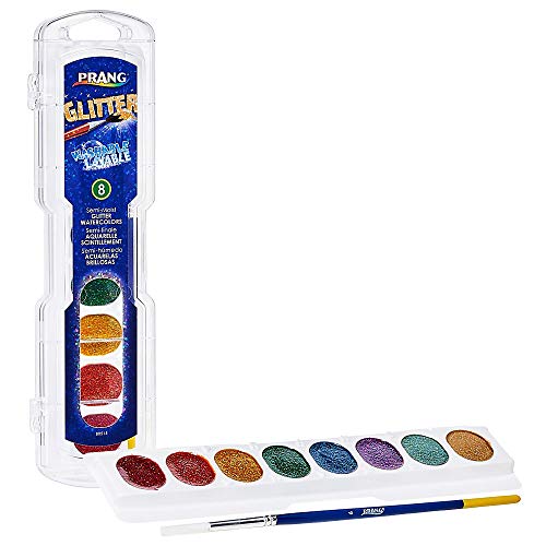 ''PRANG Washable Watercolor PAINT Set, Assorted Glitter Colors, eight Colors (X80515)''
