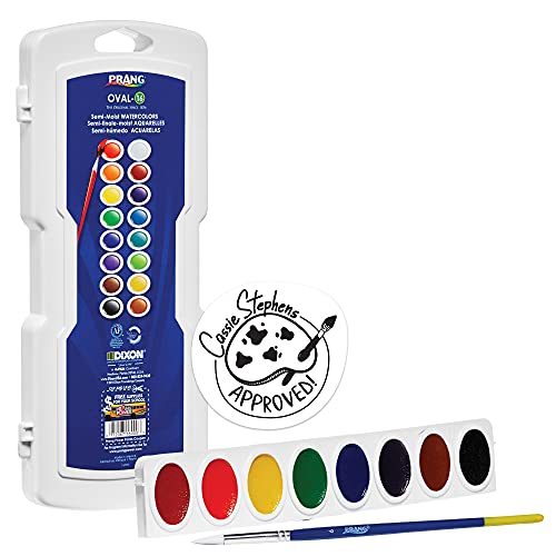 ''Prang Oval-16 Pan Watercolor PAINT Set, 16 Assorted Colors, Refillable, Includes Brush (16000)''