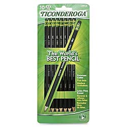 Ticonderoga No. 2 HB PENCILs - #2 Lead - Graphite Lead - Black Wood Barrel - 10 / Pack