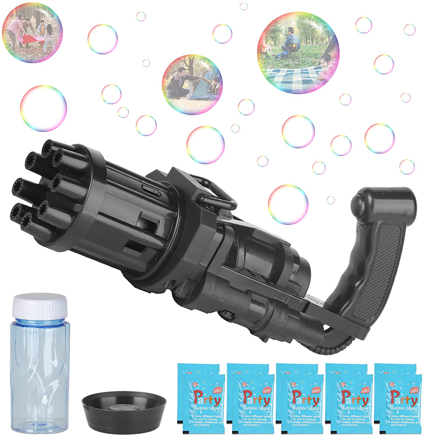 ''HUALEDI Gatling BUBBLE Machine 2021 for Toddlers,Cool Automatic Gatling BUBBLE Maker GUN,Novelty Bu