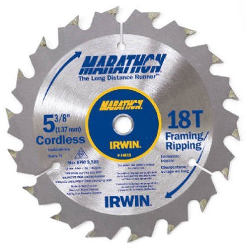 ''IRWIN Tools MARATHON Carbide Cordless Circular SAW Blade, 5 3/8-Inch, 18T Carded (14015)''