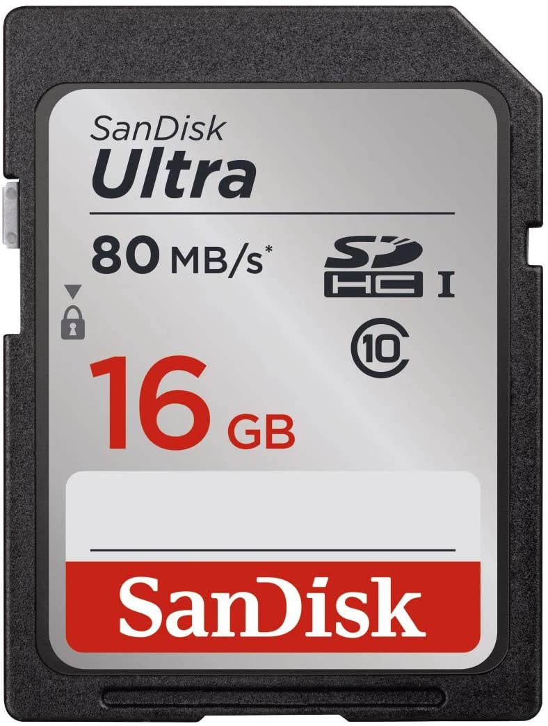 SanDisk Ultra 16GB Class 10 SDHC UHS-I Memory Card up to 80MB/s (SDSDUNC-016G-GN6IN)