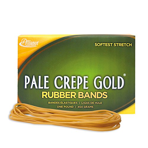 ''Alliance RUBBER 20255 Pale Crepe Gold RUBBER BANDS Size #117A, 1 lb Box Contains Approx. 600 BANDS 