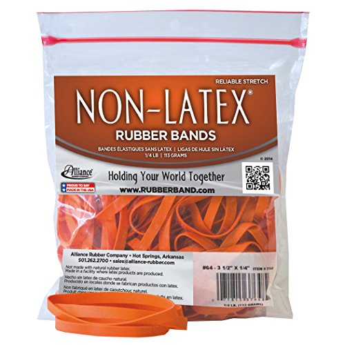 ''Alliance RUBBER 37648#64 Non-Latex RUBBER BANDS, 1/4 lb Poly Bag Contains Approx. 95 BANDS (3 1/2''''