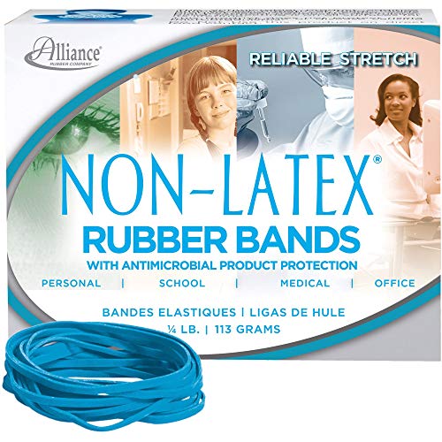 ''Alliance RUBBER Company Inc. Antimicrobial RUBBER BANDS, Size 33, 3-1/2 x 1/8 Inches, Cyan Blue, 1/