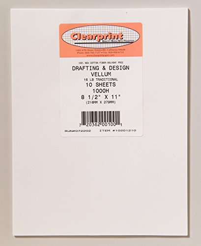 ''Clearprint 1000H Design Vellum SHEETS, 16 lb., 100% Cotton, 30 x 42 Inches, 100 SHEETS Per Pack, Tr