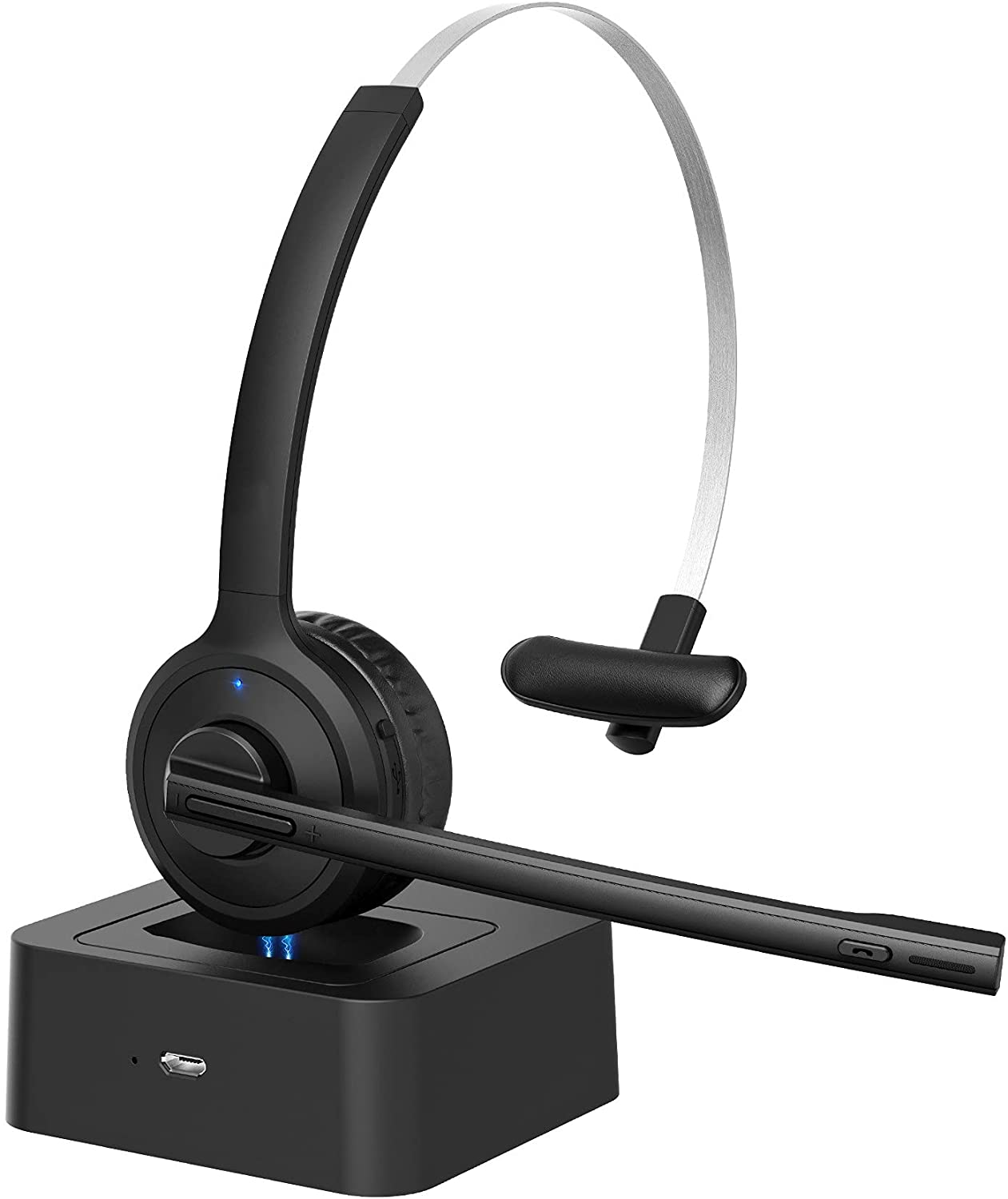 ''Wireless Headset with Charging Base, Wireless PC HEADPHONES with Noise Cancelling Microphone,Truck 