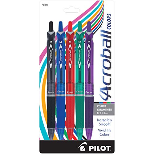 ''PILOT Acroball Colors Advanced Ink Refillable & Retractable Ball Point PENs, Medium Point, Black/Bl