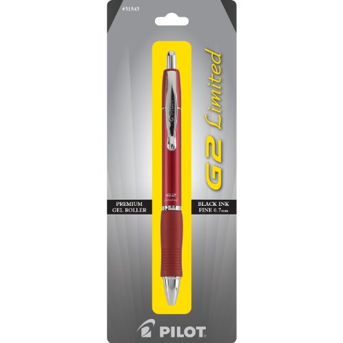 ''PILOT G2 Limited Refillable & Retractable Rolling Ball Gel PEN, Fine Point, Barrel Colors Vary, Bla