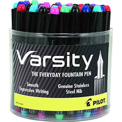 Product Image - PILOT Varsity Disposable Fountain Pens, Medium Point Stainless Steel Nib, Assorted Color Inks, 36-Pack Tub (5917)