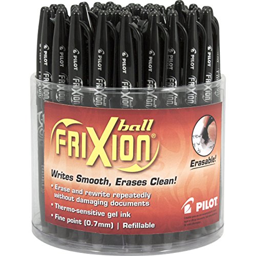 Product Image - PILOT FriXion Ball Erasable & Refillable Gel Ink Stick Pens, Fine Point, Black Ink, 48-Pack Tub (5908)
