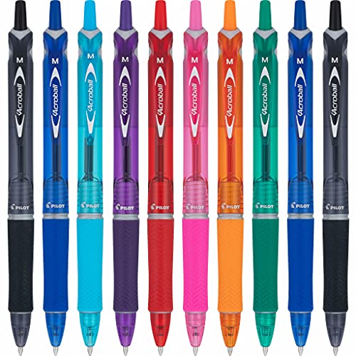 ''PILOT Acroball Colors Advanced Ink Refillable & Retractable Ball Point PENs, Medium Point, Assorted