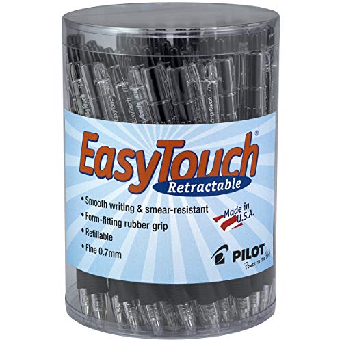 ''PILOT EasyTouch Refillable & Retractable Ballpoint PENs, Fine Point, Black Ink, 36-Pack Tub (54058)