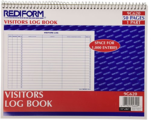 ''Rediform Visitors Log BOOK, Wirebound, White, 11 x 8.5 Inches, 50 Pages (9G620)''