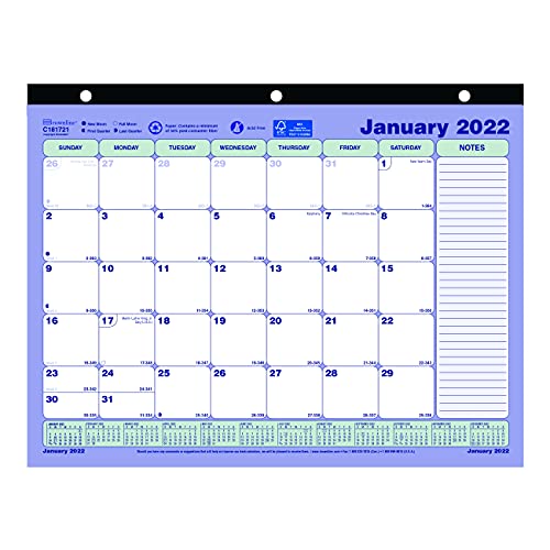 ''Brownline 2022 Monthly Desk Pad CALENDAR, 12 Months, January to December, Three-Hole Punched, 11'''' 