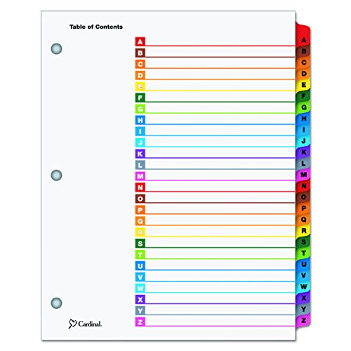 ''Cardinal OneStep Binder Dividers, A?Z Tab Dividers for 3 RING Binders, Customizable Table of Conten
