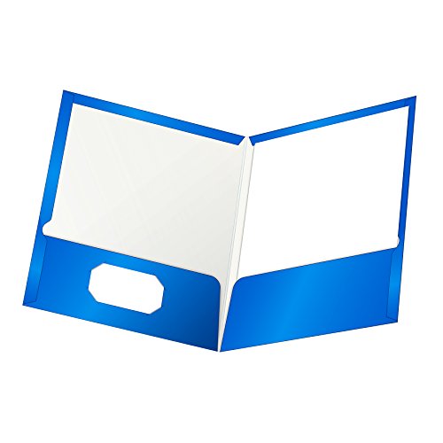 ''Oxford Laminated Twin-Pocket Folders, Letter Size, Blue, Holds 100 SHEETS, Box of 25 (51701EE)''