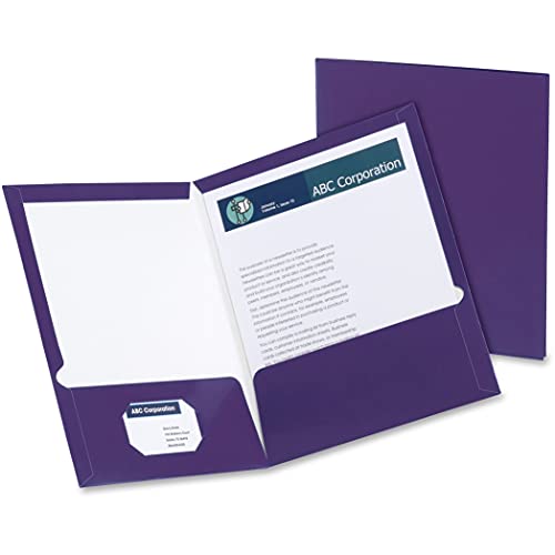 ''Oxford Laminated Twin-Pocket Folders, Letter Size, Purple, Holds 100 SHEETS, Box of 25 (51726EE)''