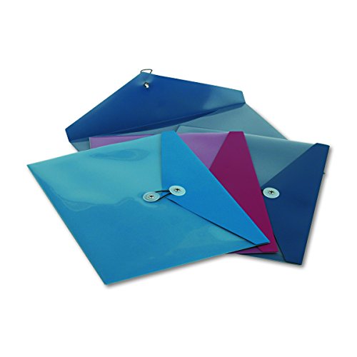 ''Pendaflex 90016 Poly Booklet ENVELOPE, Side Opening, 12 1/2 x 9 1/4, 3 Colors, Pack of 4''