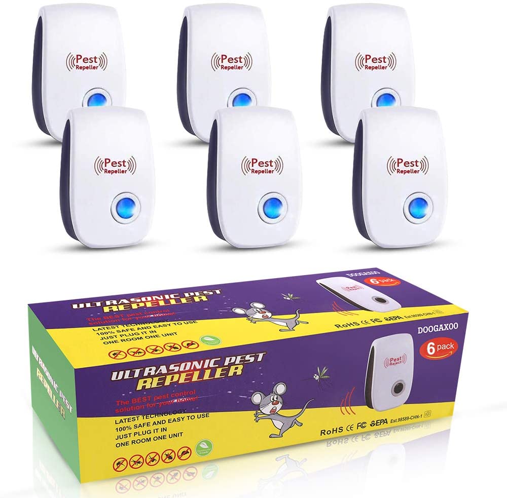 ''DOOGAXOO Pest Repeller, 6 Packs Pest Repellent, Indoor Pest Control Set of ELECTRONIC Plug in for H