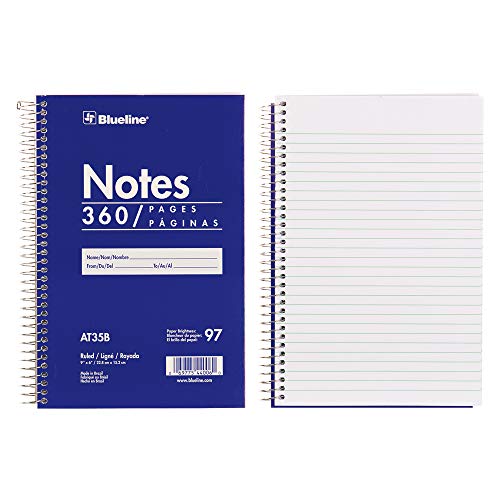 ''Blueline Steno Pad/Note Pad, SPIRAL Binding with Flexible Blue Cover, 9 x 6 x 0.813 Inches, 360 Pag