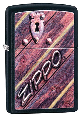''Zippo Lock Design Pocket LIGHTER, Black Matte Lock, One Size''