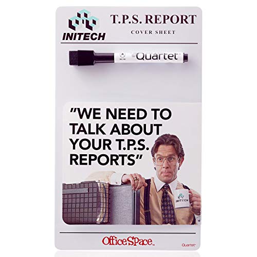 ''Quartet Dry Erase Board, TPS Report Cover SHEET from Office Space Movie, 6'''' x 10'''' White Board (63