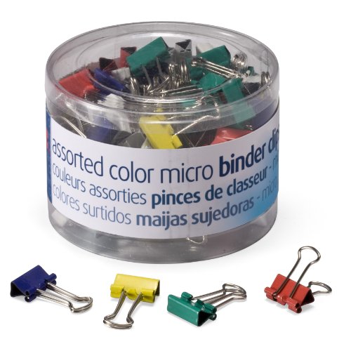 ''Officemate Micro Binder Clips, Assorted Colors, 100 Clips per TUB (31023)''