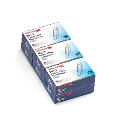 ''Officemate NO.1 Smooth Paper Clips, Pack of 6 Boxes of 100 Clips Each, 600 Clips Total (99911-6PK)''