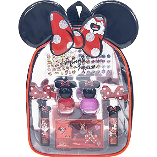 ''Disney Minnie Mouse - Townley Girl COSMETIC Makeup Gift Bag Set includes Lip Gloss, Nail Polish & H