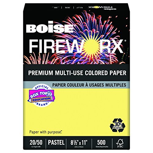 ''Boise Fireworx Color Copy/Laser Paper, 20 lb, Letter Size (8.5 x 11), Crackling Canary, 500 SHEETS 