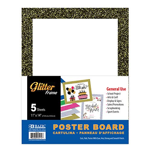 ''BAZIC Poster Board Glitter Color 11'''' X 14'''', Sparkling FRAME Colored Poster Board Paper for Christ