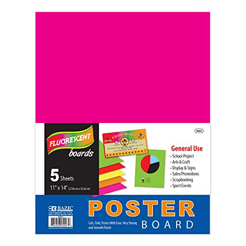 ''BAZIC POSTER Board 11'''' X 14'''' Assorted Neon Colored POSTER Board Paper for School Craft Project Pr