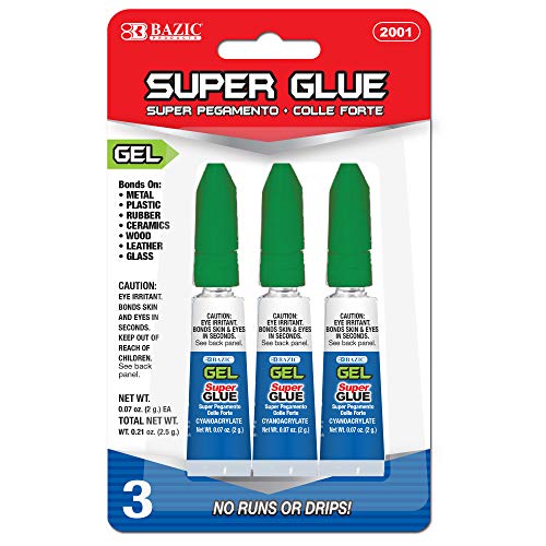 ''BAZIC Super Glue Gel 2g, Clear NO Run Gel, Fast Dry Mini Small Tube Adhesive Bonding for Office & H