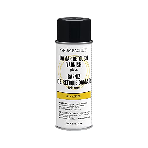 ''Grumbacher Damar Retouch Gloss Varnish Spray for Oil Paintings, 11 oz. Can, #544''