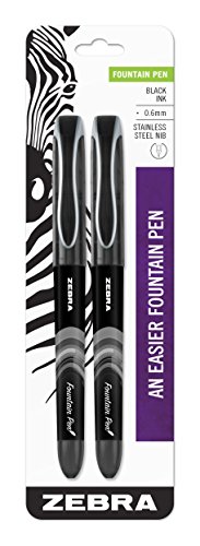 ''Zebra PEN Fountain PEN Set, Fine Point 0.6mm, Black Non-Toxic Ink, Stainless Steel Nib, Disposable,