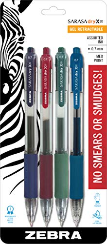 ''Zebra PEN Sarasa X20 Retractable Gel Ink PENs, Medium Point 0.7mm, Fashion Assorted Color Rapid Dry