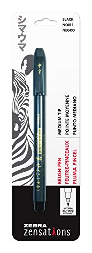 ''Zebra PEN Zensations Brush PEN, Medium Brush Tip, Black Water-Resistant Ink, 1-Pack''