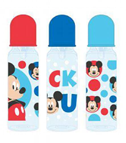 DISNEY Cudlie Mickey Mouse Baby Boy 3 Pack 9oz Bottles with Bright Mickey Print
