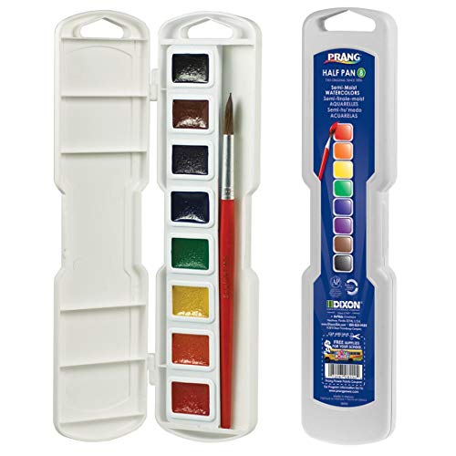 ''PRANG Half Pan Watercolor PAINT Set with Brush and Lid, 8 Assorted Colors / 2 Pack''