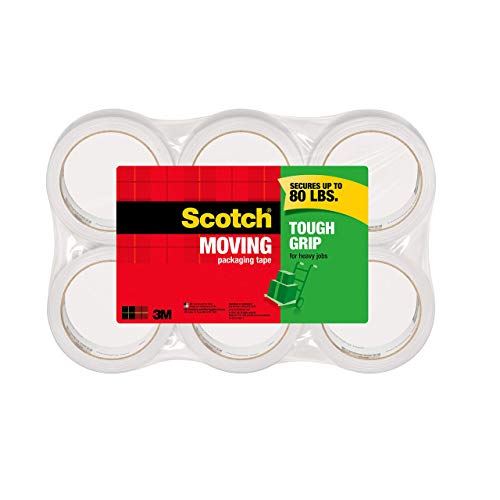 ''Scotch Tough Grip Moving Packaging TAPE, 1.88'''' x 38.2 yd, Strong Hold on All Box Types Including R