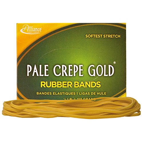 ''Alliance RUBBER 21409 Pale Crepe Gold RUBBER BANDS Size #117B, 1/4 lb Box Contains Approx. 75 BANDS