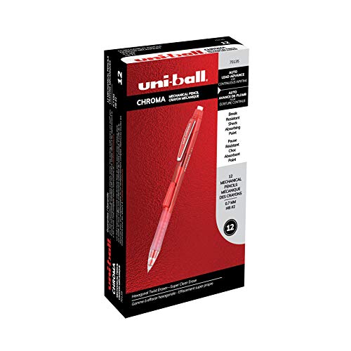 ''CHROMA Mechanical PENCIL, 0.7mm, HB #2, Red Barrel, 12 Count''